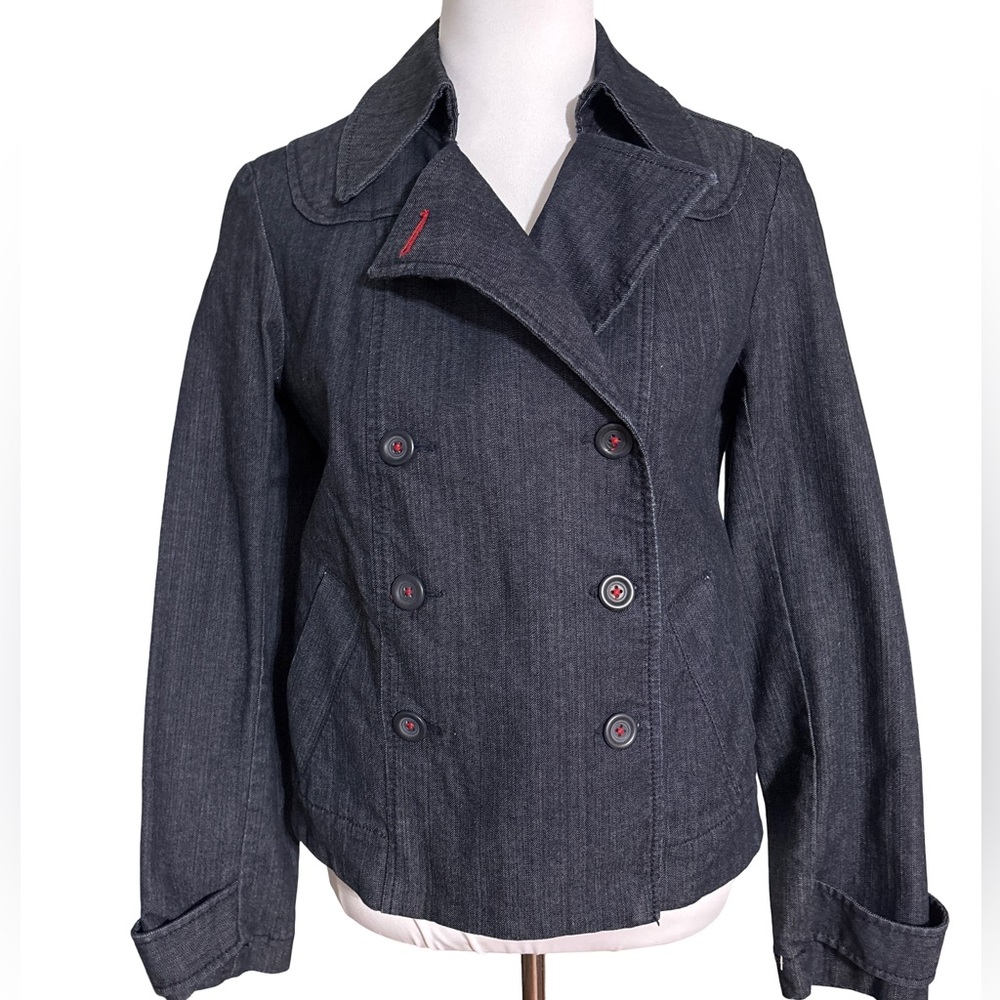 LOFT Dark Blue Double Breasted Jean Jacket